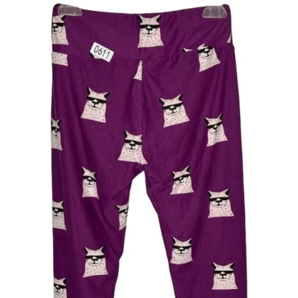 LuLaRoe Simply Comfortable Llama Alpaca Leggings -Purple/Black - OS (2-10) - Picture 4 of 9